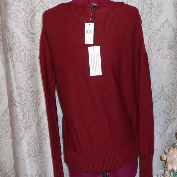 NWT Plenty Tracy Reese Anthropologie S Brick Red Appliqued Pullover Sweater - Picture 4 of 9